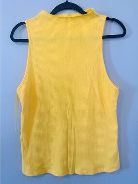 Maeve Yellow Ribbed Mock Neck Tank Top